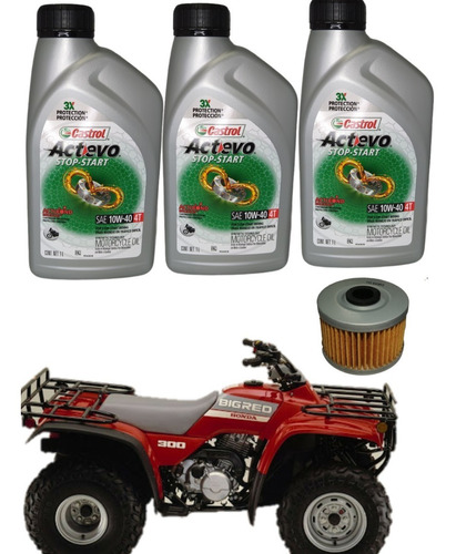 Kit Aceites + Filtro Honda Trx 300 Fourtrax Castrol 10w40 