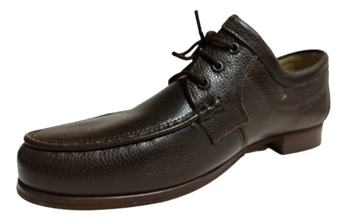 Imagen 4 de 6 de Zapato Cuero Marrón Clásico Media Suela Con Cordón Legitimo.