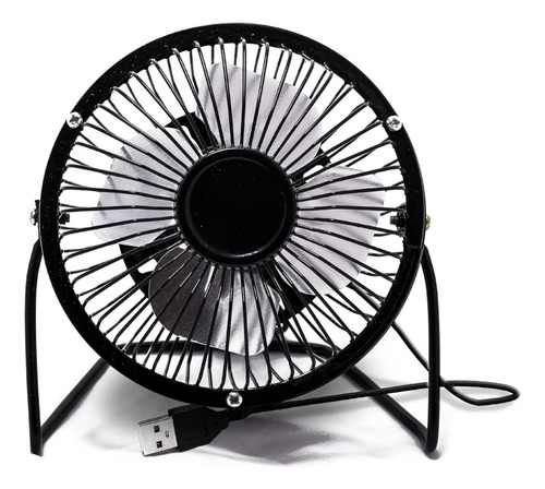 Ventilador Usb Metálico Para Hogar Mini Escritorio 10 Cm 60 Negro Plateado Metal 4