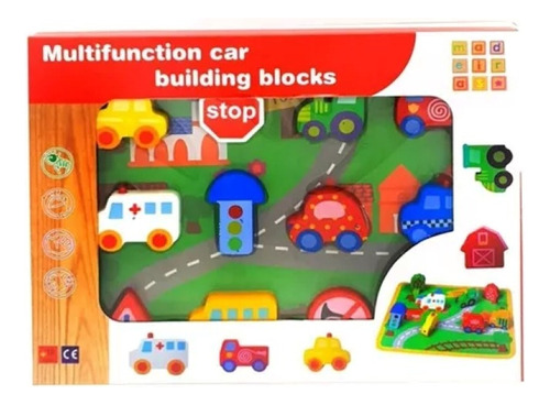 Autitos Y Señales De Madera Multifuction Car Bulding Blocks