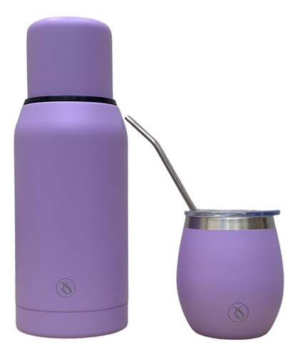 Set Kit Termo 750 Ml + Mate Acero Con Bombilla De Regalo