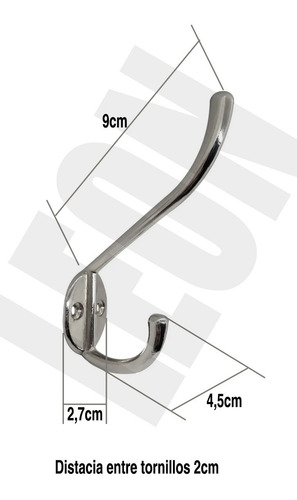 Gancho Percha Doble 5 Unidades Perchero Metalico Regalosleon