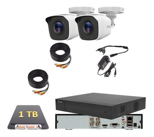 Kit Circuito Cerrado 2 Camaras Hilook 1080p 2mp 1 Tb