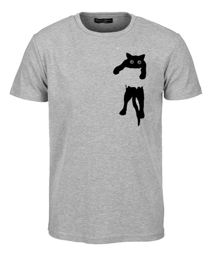 Playera O Camiseta Gato Negro Bolsillo Roto Todas Unisex