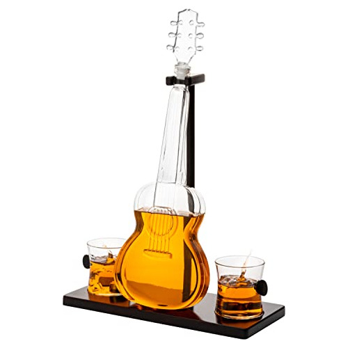 Guitar Whiskey & Wine Decanter & Mahogany Base -  1000 ...
