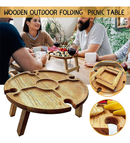 Bandeja De Comida De Mesa De Madera Pequeña Y Plegable Para