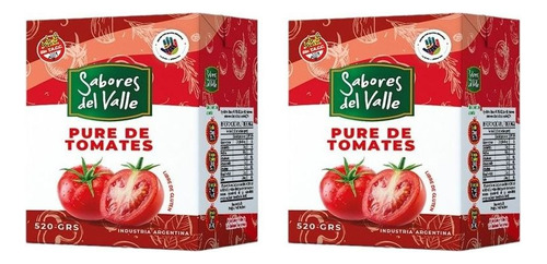 Caja De Puré De Tomate 520g Sabores Del Valle Pack X2