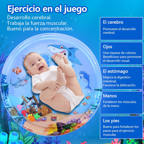Cojín Agua Inflable Tapete Para Bebe Estimulacion Temprana Azul