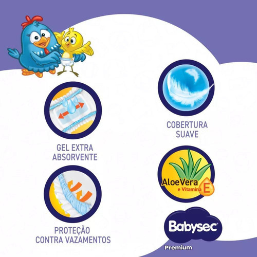 Fralda Infantil Babysec Galinha Pintadinha Premium Xg C/24