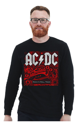 Polera Ml Acdc Rock N Roll Train Rock Abominatron