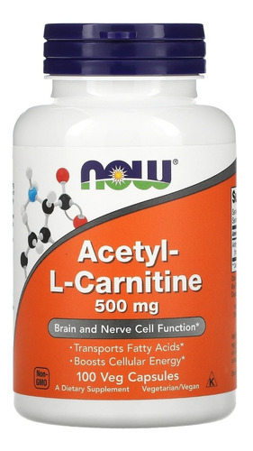 Now Foods Acetyl-l-carnitine Acetil-l-carnitina 100caps Sfn Sabor Sin sabor