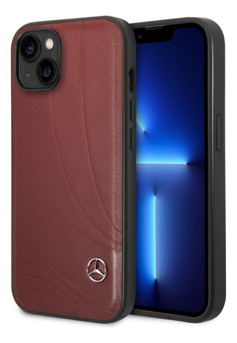 Funda Para iPhone 14 De Mercedes Benz Cuero Bordo