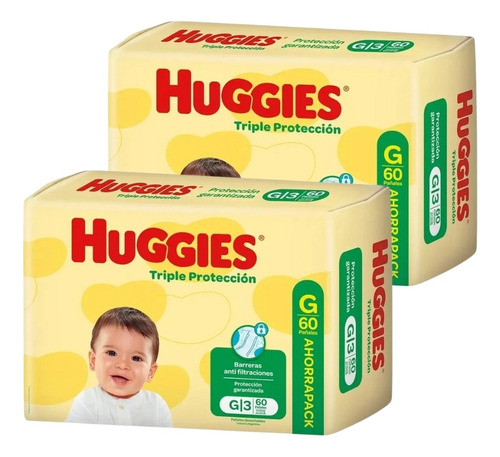 Huggies Classic 2 Pack Mensual Ahorro Talle M, G, Xg, Xxg