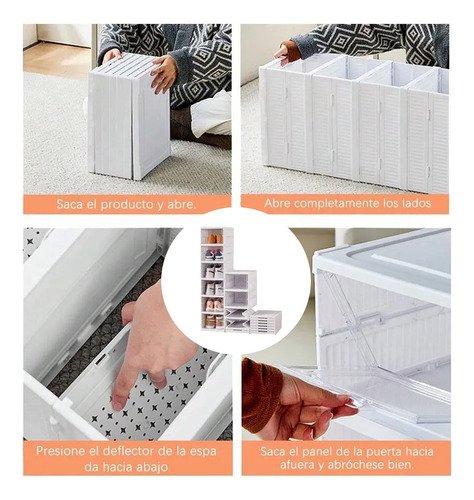 Caja De Almacenamiento Plegable De Zapatos De 6 Capas Blanco