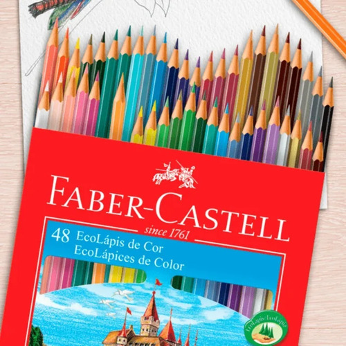 Lápis De Cor Faber-castell 48 Cores Vivas Formato Sextavado