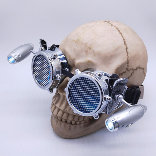 2 Gafas De Estilo Steampunk Únicas 18x6cm Argenta Brillante