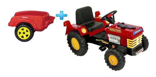 Tractor A Pedal Y Cadena Master + Remolque Biemme 3 A 6 Años