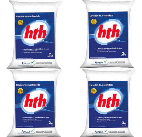 Kit 4 Alcalinizante Hth Elevador Alcalinidade Piscinas 8kg