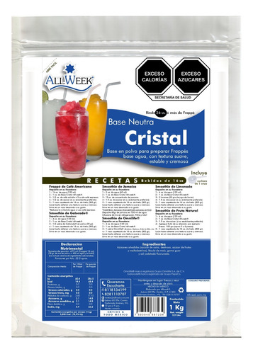 Base Neutra Cristal 1kg (frappé Mix/ Base Polvo)