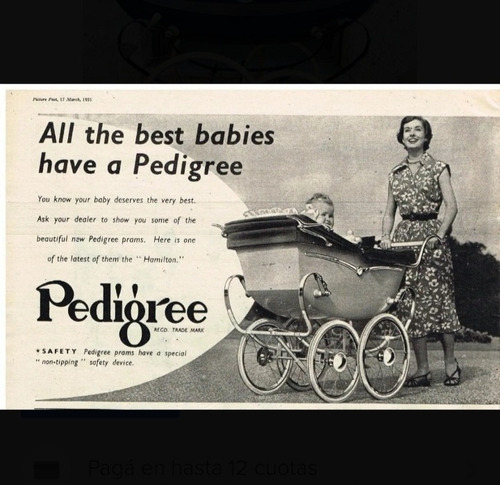 Antiguo Coche Cuna Inglés, Colección. Pedigree (Usado)