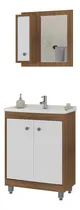 Comprar Mueble De Baño Completo - Botiquin Espejo Y Pileta - Madri Cantidad de agujeros para grifería Un agujero Color de la bacha Blanco Color del mueble Castaño con blanco