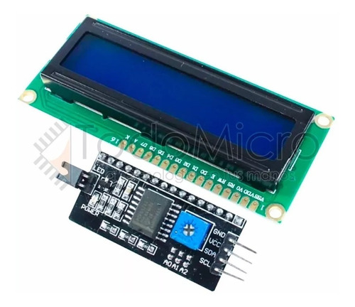 Display Lcd 16x2 1602 Azul C I2c Serie Desarrollo Pic Arm