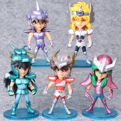 Figuras Caballeros Del Zodiaco Anime Set X5 Bronce Pvc