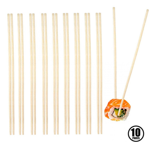 Kit Com 10 Pares De Hashi Em Bambu