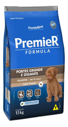 Premier Fórmula Ração Porte Grande Cães Filhotes 15kg Frango