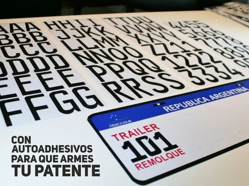 Patente Para Trailer 101 Mercosur En Chapa Autoadhesivos
