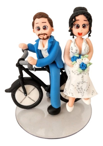 Topo De Bolo Casamento Noivinhos Personalizados Na Bicicleta