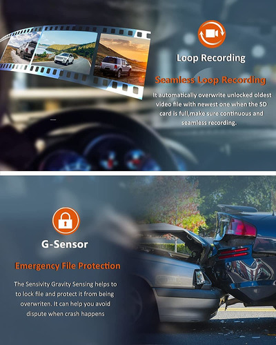 Dash Cam Front And Rear, 1080p Dash Camera For Cars With Sd