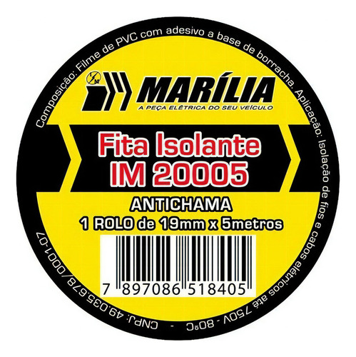 Fita Isolante Antichama 19mm X 5m Im20005 Kit Com 10 Marília