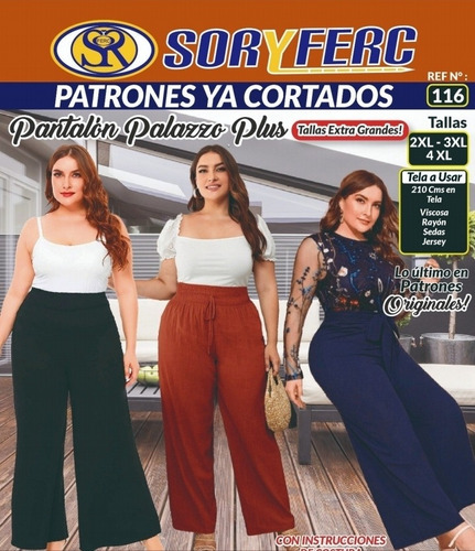 Patrones Cortados Soryferc 116 Pantalón Palazzo Talla Plus