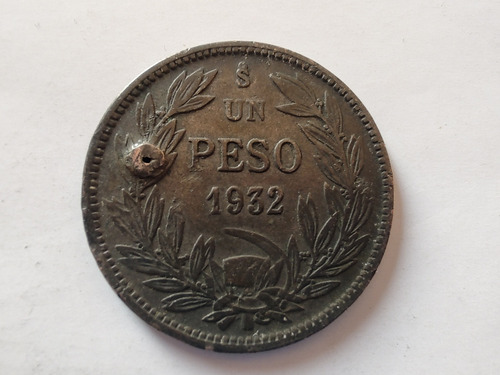 Moneda Chile 1 Peso 1932 Plata 04(x864