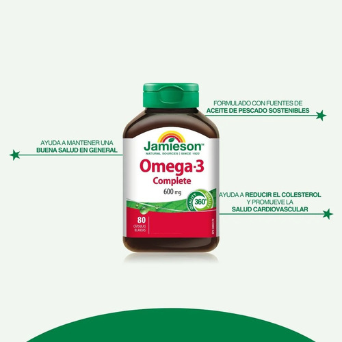 Omega 3 Completo Jamieson 600mg 80 Cápsulas Blandas