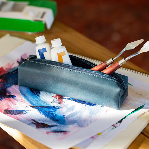 Londo - Estuche Para Lápices Y Cosméticos De Piel Auténtica
