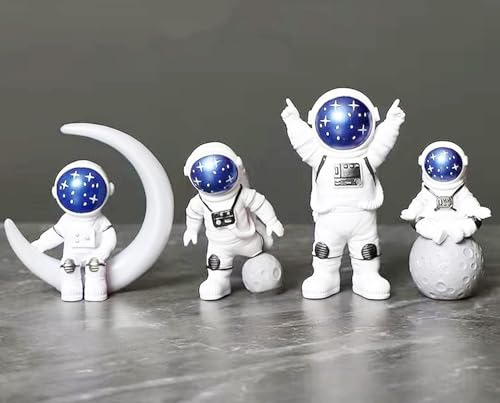 Set 4 Figuras Astronauta Miniatura Decoración Escritorio Tem