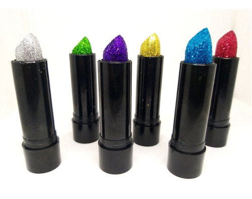 Labial Metalizado Glitter Con Gibre Cotillon Pack X 5 Unid