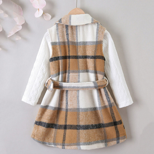 Traje De Abrigo A Cuadros Para Niñas Y Niños, Traje De Dos P