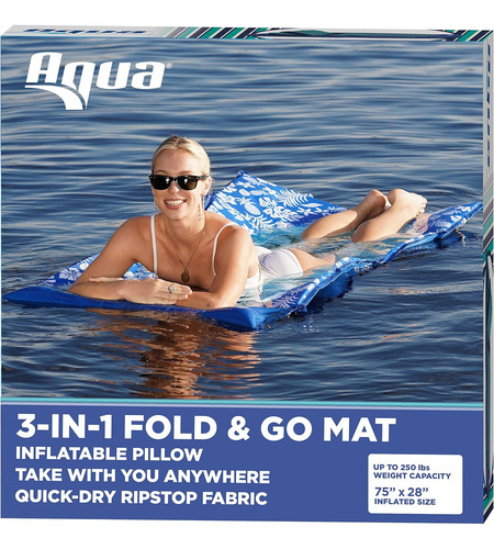 Aqua 3-in-1 Fold & Go Tanning Pool Float, Mat And Tanning Po