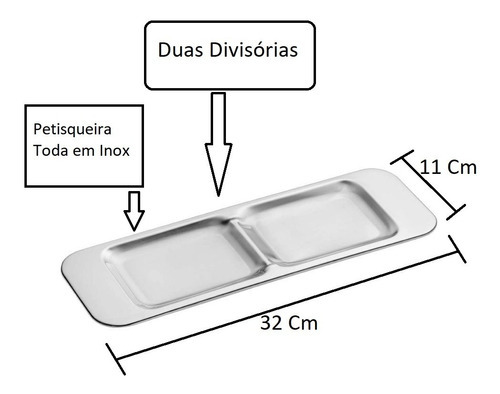 Petisqueira Aço Inox 32 Cm Elegance 2 Divisórias