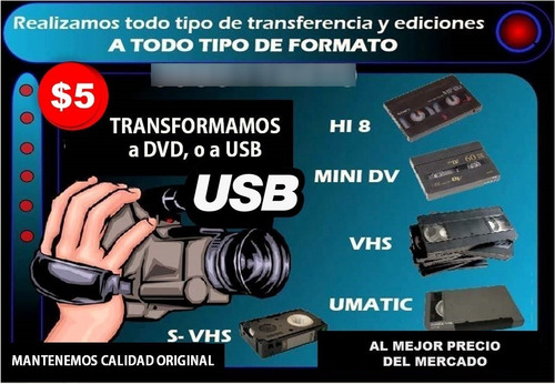 Imagen 1 de 1 de Cambiamos A Todo Tipo De Casete De Vídeo A Dvds O Usb