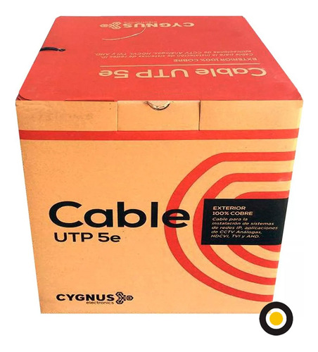 Bobina Cable Utp Cat 5e 100% Cobre Exterior Cygnus 305mts