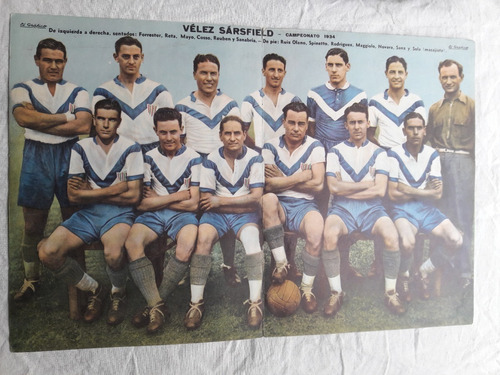 Lamina Velez Sarfield Campeonato 1934 - Coleccion El Grafico