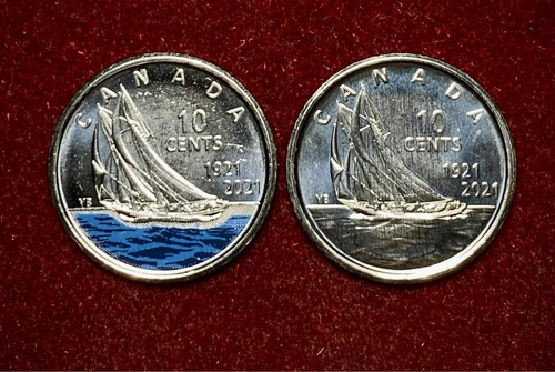 Lote X2 Monedas Canada 2021 Común Y Esmaltada Míralas