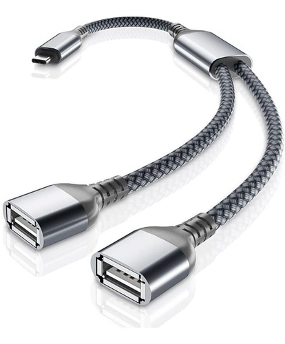 Cable Usb C A Dual Usb Hembra, Gris/1 Pie