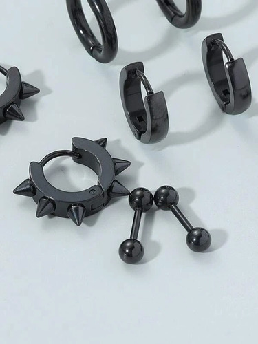 Pack 6 Pares Aretes Hombre Con Piercing, Arracadas Hombre