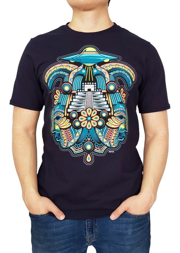 Playera Larva Chichén Itzá Ovni Mayas Fosforescente Rave 
