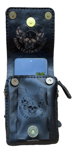 Bolsa De Cuero Crossbody Smart Skull De Skull Leather Design